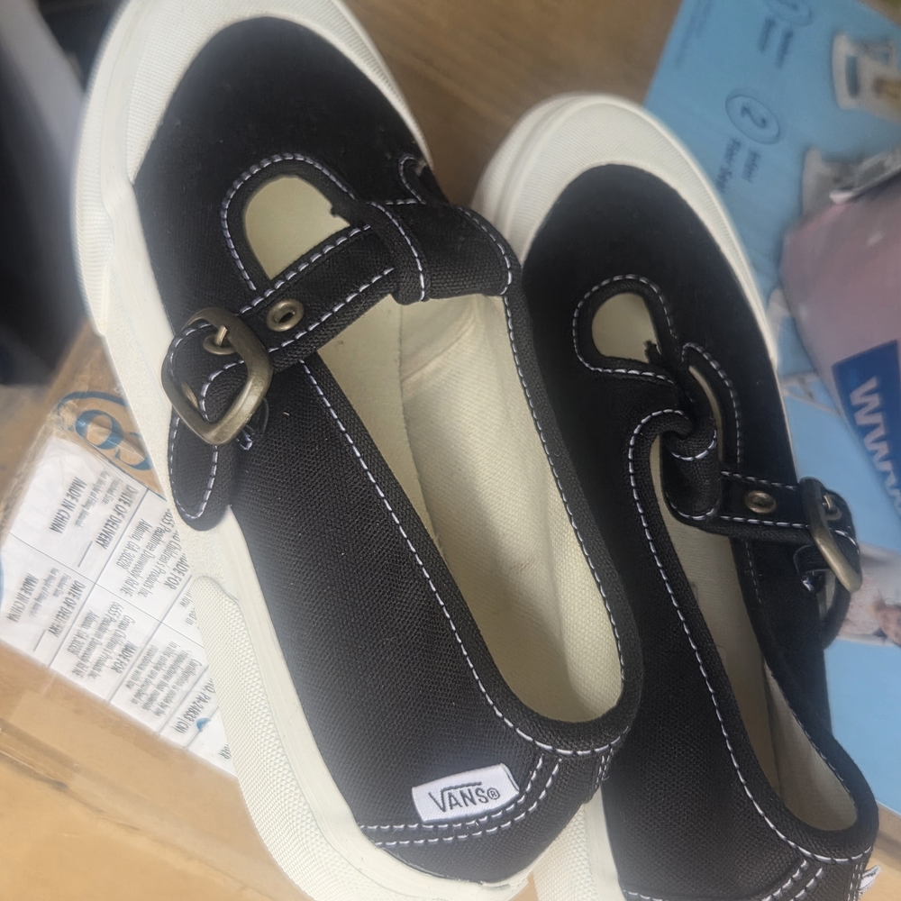 Vans Black and White Canvas Sneakers